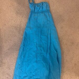 Blue Strapless Maxi Dress